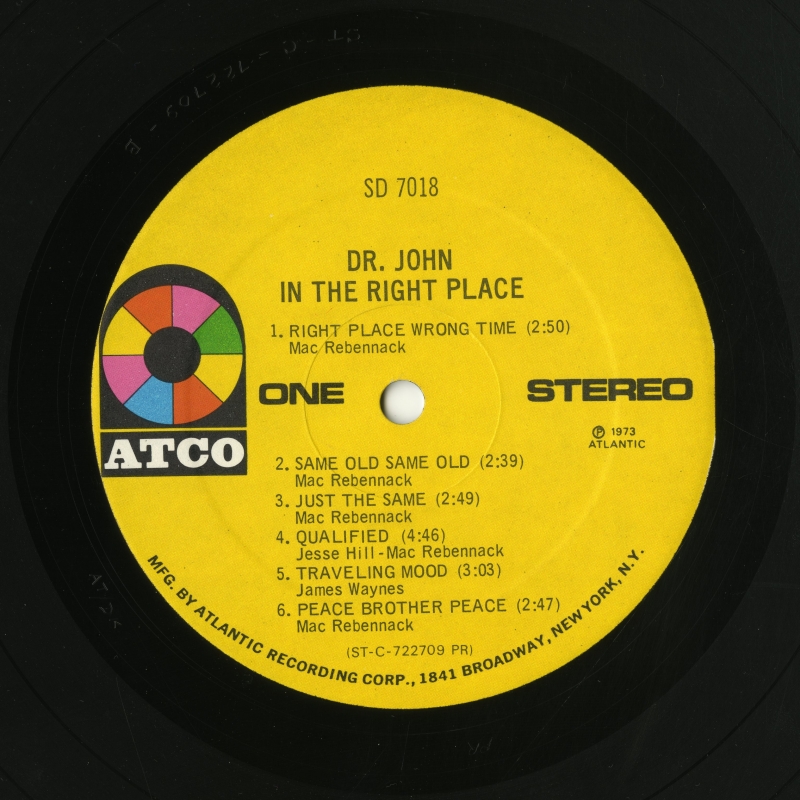 『In The Right Place』（1973年、ATCO）ラベル01